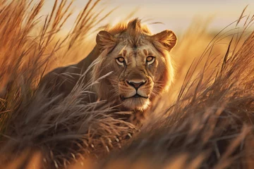 Fototapeten Younf male lion in the grasslands © Dimitri
