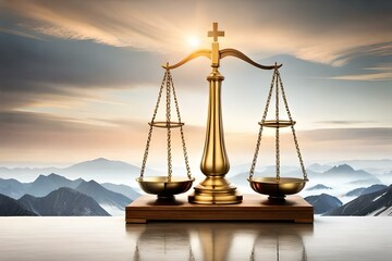 scales of justice and law   Ai generated technology