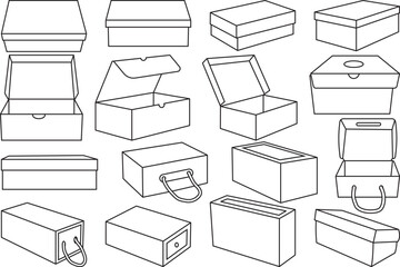 Shoe Box Outline Bundle,Clip Art