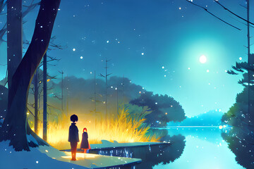 the light of a winter night. Generative ai