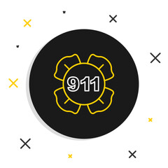 Line Telephone with emergency call 911 icon isolated on white background. Police, ambulance, fire department, call, phone. Colorful outline concept. Vector