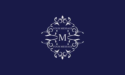 Elegant monogram design template with letter M. Vector logo illustration.