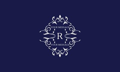 Elegant monogram design template with letter R. Vector logo illustration.