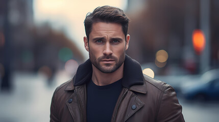 Naklejka premium Portrait of Man in a City