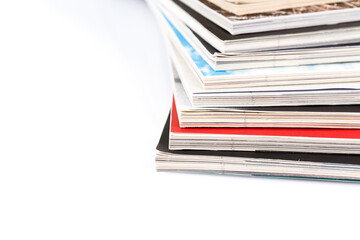 Magazines up close shot on white background