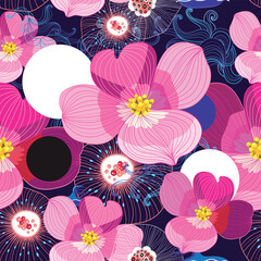 Seamless bright floral spring pattern - 624878261