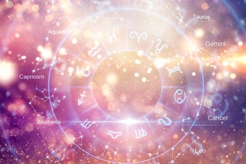 Astrological horoscope circle with zodiac sings