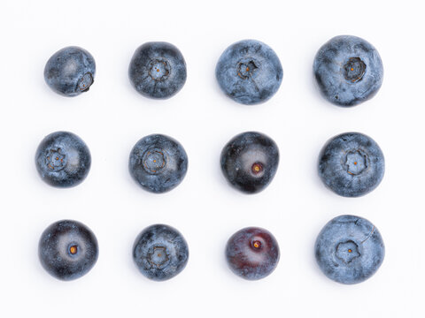Group of fresh blueberries isolated on white background