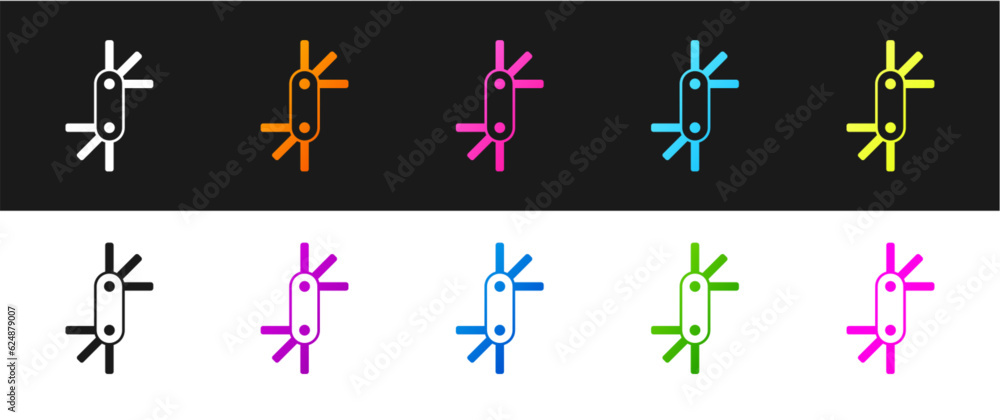 Poster set tool allen keys icon isolated on black and white background. vector