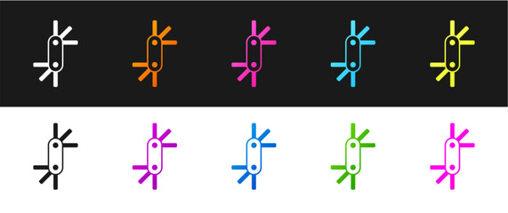 Set Tool allen keys icon isolated on black and white background. Vector