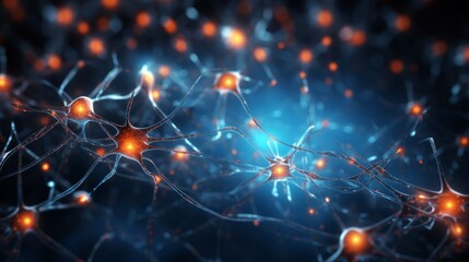 Closeup image of synapses in the human brain. Made with Generative AI.