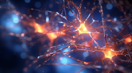 Closeup image of synapses in the human brain. Made with Generative AI.