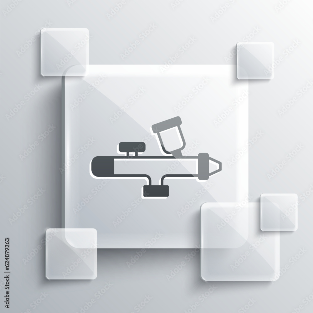 Canvas Prints grey paint spray gun icon isolated on grey background. square glass panels. vector