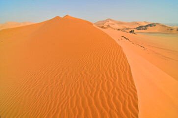 Fototapeta na wymiar Panorama of the Algerian Sahara with dunes and 