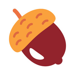 Autumn oak acorn hand drawn sketch. Flat style. Vector illustration.