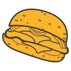 Isolated colored hamburger sketch icon Vector