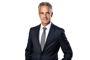 Professional Middle Age Business Man in Black Suit and Tie - Full-Length Portrait on Transparent Background PNG File for Corporate Designs - Generative AI