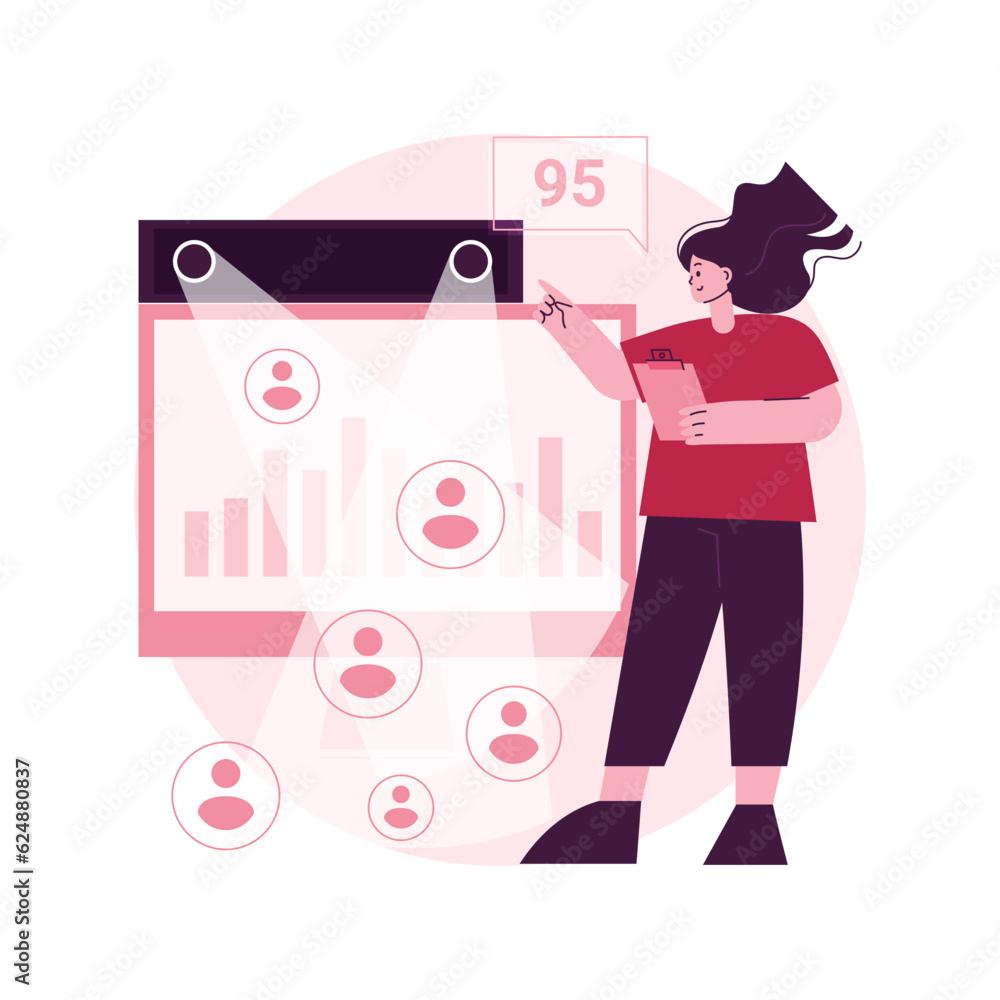 Poster people counter system abstract concept vector illustration. counting system, visitors recording tech