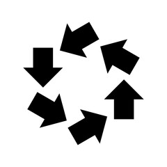Abstract design six arrows follow the circle, black circle of arrows transparent background.