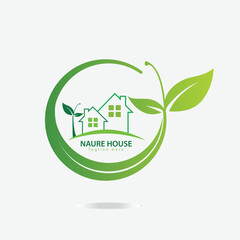 Vector green eco house logo concept