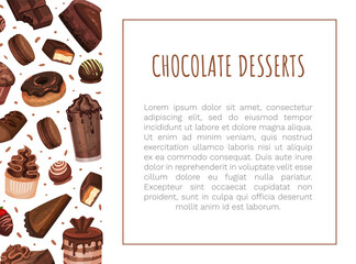 Chocolate Dessert Food Banner Design with Sweet Pastry Vector Template