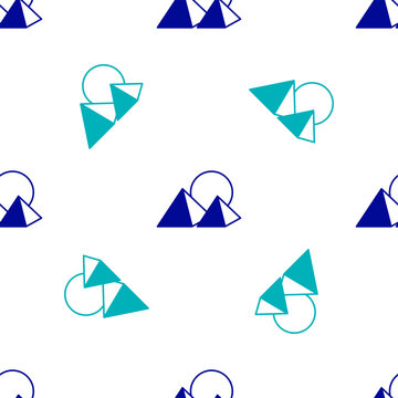 Blue Egypt pyramids icon isolated seamless pattern on white background. Symbol of ancient Egypt. Vector