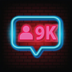 Thank you 9k followers peoples for social media with 9k neon sign