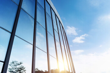 Glass wall on modern office building