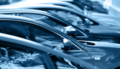 Group of cars parking in a row