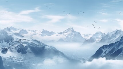 Fototapeta na wymiar Generative Ai. Snowy panorama