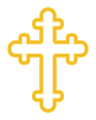 Gold Christian Cross icon isolated on a white background. A symbol of the love of Jesus. God vector illustration. Catholic symbol flat vector.