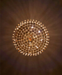 A chandelier with many crystal sparkling elegance illuminates the room. Behold the dazzling brilliance of a chandelier adorned with countless shimmering crystals, casting a mesmerizing dance of light.