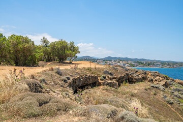 Coastal view of Agioi Apostoloi village, Daratsos, Chania, Crete, Greece