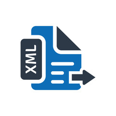 Export XML Flat Blue Icon Isolate On White Background Vector Illustration | Seo Icons
