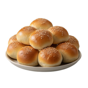 Soft white bread rolls placed on a plate