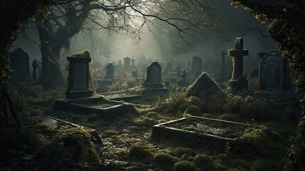 A hauntingly beautiful graveyard scene