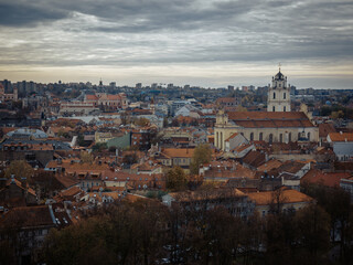 Obraz premium Aerial view of Vilnius old city