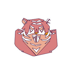 tiger color sketch with edge lines and transparent background