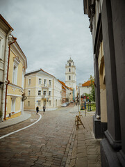 Narrow streets of the Old Town of Vilnius (Lithuania), one of the largest surviving medieval old towns in Northern Europe, UNESCO World Heritage Site