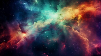 Obraz na płótnie Canvas space, nebula and galaxy on vivid color background