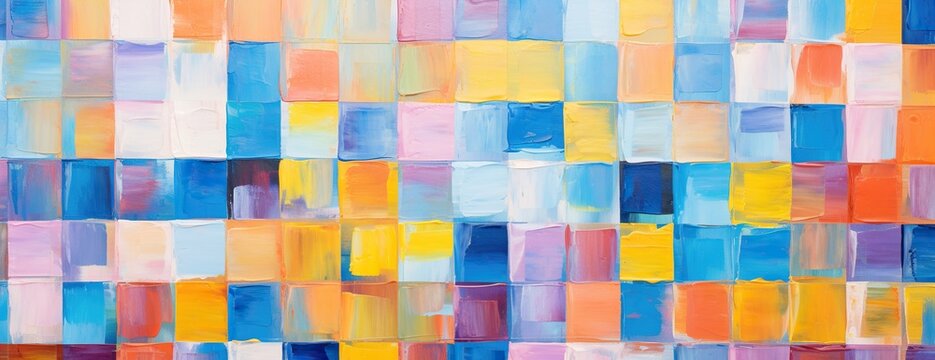 Colorful Squares Painting with Textured Brushstrokes - Generative ai