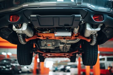 Fototapeta premium View of Car's Underside and Components - Generatie ai