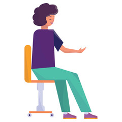 Isolated cute business male character on a chair Vector