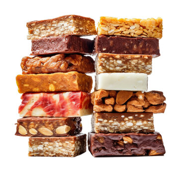 Protein bars stacked