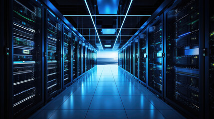 Server room interior in datacenter