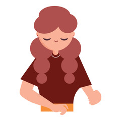 Isolated cute business female character Vector