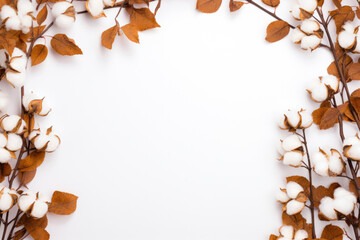 Cotton branches border with space for text.