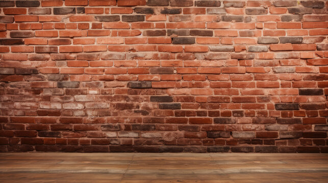 Fototapeta Wide angle Vintage Red brick wall Background