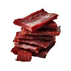 Strips of beef jerky isolated