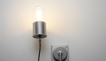 A electric plug-in lamp is modern object interior . decorate on white background